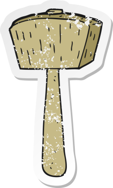 Bir insan tarafından çizilmiş tahta bir karikatürün gerilimli çıkartması.