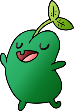 gradyan çizgi film çizimi kawaii sevimli filizlenen fasulye bir insan tarafından çizildi