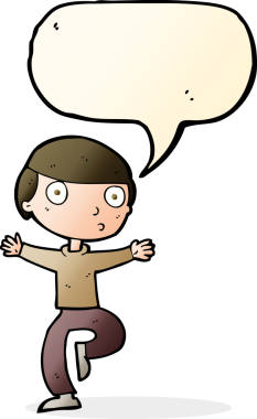 Bir insan tarafından çizilmiş konuşma baloncuğu olan ürkmüş bir adam.