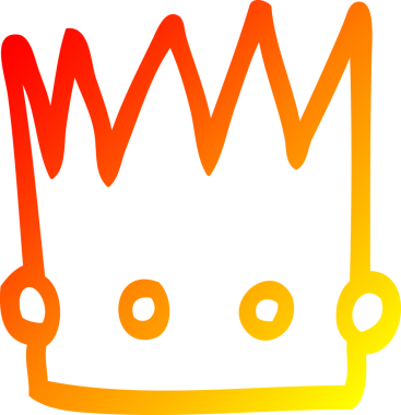 Bir insan tarafından çizilmiş bir karikatür tacının sıcak gradyan çizimi