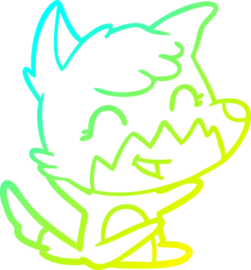 Bir insan tarafından çizilmiş mutlu bir tilkinin soğuk çizgi çizimi.