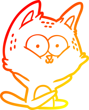 Bir insan tarafından çizilmiş çizgi film kedisinin sıcak çizgi çizimi