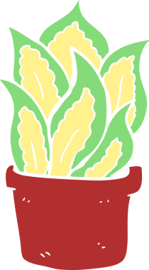 Bir insan tarafından çizilmiş ev bitkisinin düz renk çizimi