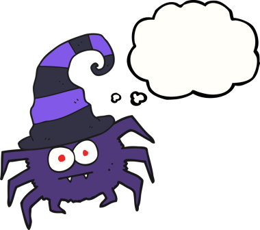 Serbest çizim düşünce baloncuğu cadılar bayramı örümceği bir insan tarafından çizildi