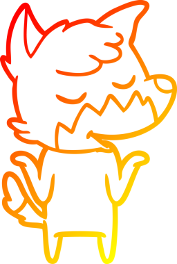 Bir insan tarafından çizilmiş dost canlısı bir tilkinin sıcak çizgi çizimi