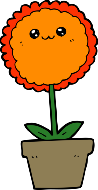 Bir insan tarafından çizilmiş karikatür çiçeği