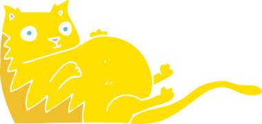 Bir insan tarafından çizilmiş şişman kedinin düz renk çizimi