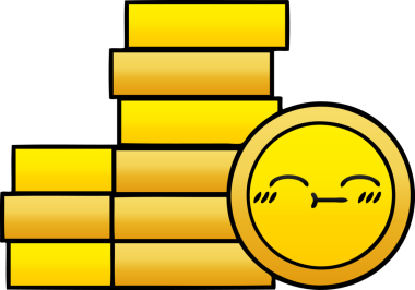 Bir insan tarafından çizilmiş bozuk paranın gölgelenmiş karikatürü