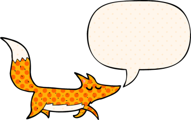 Bir insan tarafından çizilmiş çizgi roman tarzında konuşma balonu olan çizgi film kurdu.