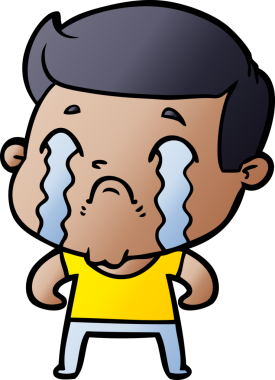 Bir insan tarafından çizilmiş ağlayan çizgi film adamı.