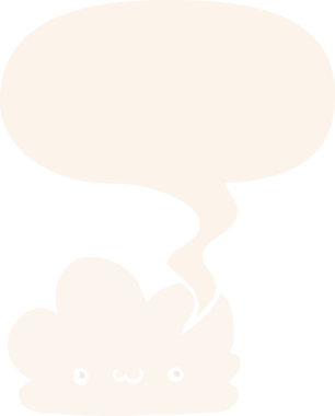 Konuşma baloncuğu olan sevimli çizgi film bulutu bir insan tarafından çizilmiş.