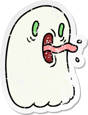 Bir insan tarafından çizilmiş kawai korkunç hayaletinin serbest sticker 'ı.