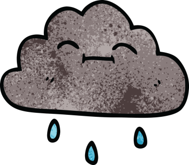 Bir insan tarafından çizilmiş mutlu yağmur bulutu karalaması