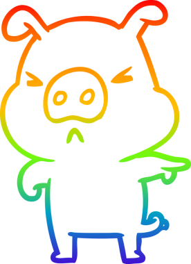 Gökkuşağının gradyan çizimi kızgın bir domuzun insan tarafından çizilmiş.