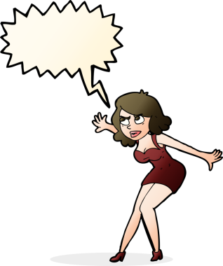 Bir insan tarafından çizilmiş konuşma balonu olan bir kadın casus.