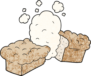 Bir insan tarafından çizilmiş taze ekmek karikatürü.