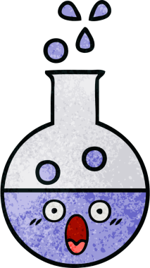 Bir insan tarafından çizilmiş bir test tüpünün retro grunge desen karikatürü