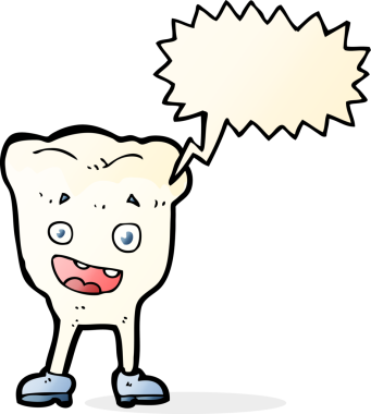 Bir insan tarafından çizilmiş konuşma balonlu çizgi film dişleri.