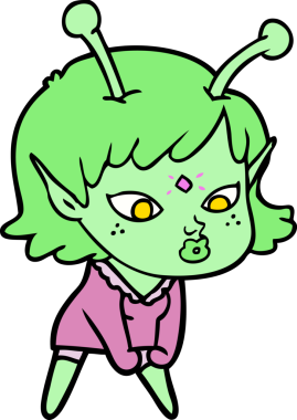 Bir insan tarafından çizilmiş güzel uzaylı kız.