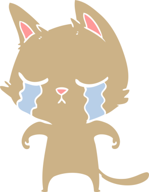 Bir insan tarafından çizilmiş düz renkli çizgi film kedisi.