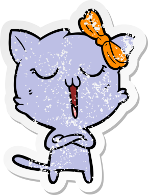 Bir insan tarafından çizilmiş karikatür bir kedinin sıkıntılı çıkartması.