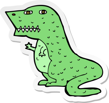 Bir insan tarafından çizilmiş bir dinozorun çıkartması.