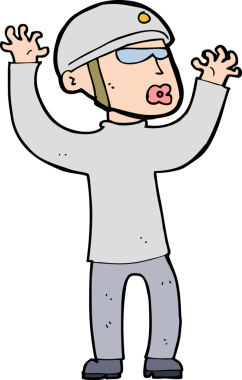 Bir insan tarafından çizilen panikleyen bir güvenlik görevlisi.