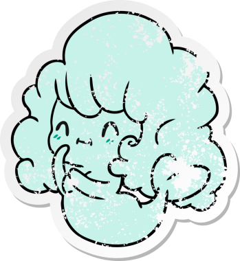 Kederli çıkartma çizimi, kawaii bir insan tarafından çizilmiş şirin hayalet deniz kızı.