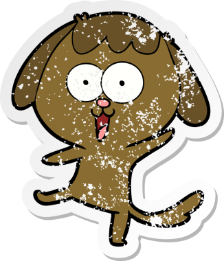 Bir insan tarafından çizilmiş şirin bir köpeğin sıkıntılı çıkartması.