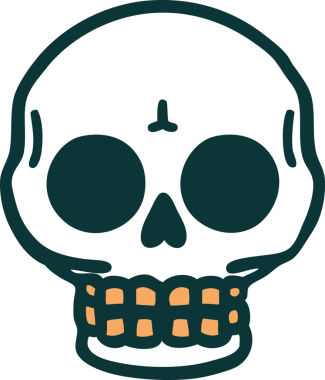 Bir insan tarafından çizilmiş bir kafatasının ikonik dövme şekli