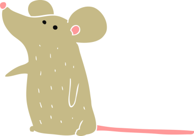 Bir insan tarafından çizilmiş bir farenin düz renk çizimi