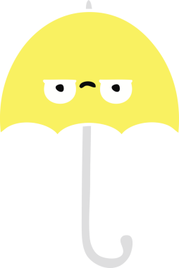 Bir insan tarafından çizilmiş düz renkli bir şemsiye.