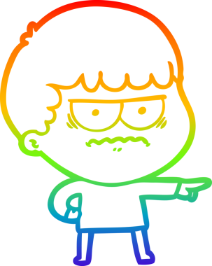 Gökkuşağı gradyan çizgi çizimi Bir insan tarafından çizilmiş rahatsız bir adam