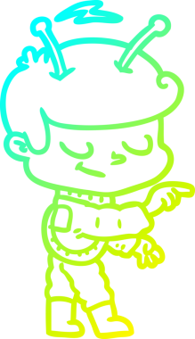 Bir insan tarafından çizilmiş dost canlısı bir uzay adamının çizdiği soğuk çizgi.