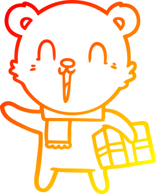 Bir insan tarafından çizilmiş mutlu bir çizgi film ayısının sıcak çizgi çizimi