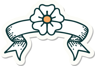 Bir insan tarafından çizilmiş çiçek pankartıyla dövme stili