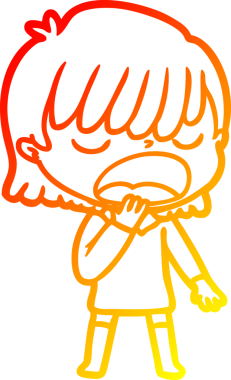 Bir insan tarafından yüksek sesle çizilmiş bir çizgi film kadını çizimi.