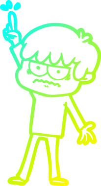 Bir insan tarafından çizilmiş soğuk gradyan çizgi film karakteri.