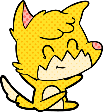 Bir insan tarafından çizilmiş çizgi film dostu tilki.