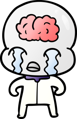 Bir insan tarafından çizilmiş koca beyinli bir uzaylı ağlaması.