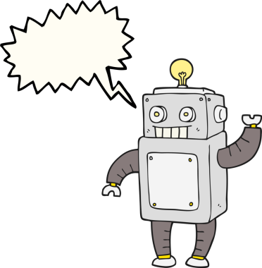 Bir insan tarafından çizilmiş serbest konuşma balonu karikatür robotu