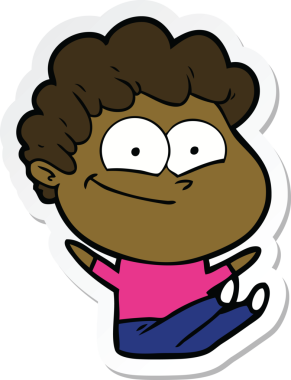 Bir insan tarafından çizilmiş mutlu bir adamın çıkartması.