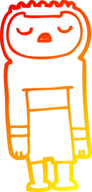 Bir insan tarafından çizilen çizgi film robotunun sıcak çizgi çizimi