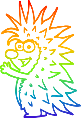 gökkuşağı gradyan çizgi çizimi Bir insan tarafından çizilmiş dikenli kirpi