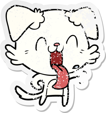 Bir insan tarafından çizilmiş, nefes nefese kalmış bir köpeğin sıkıntılı çıkartması.