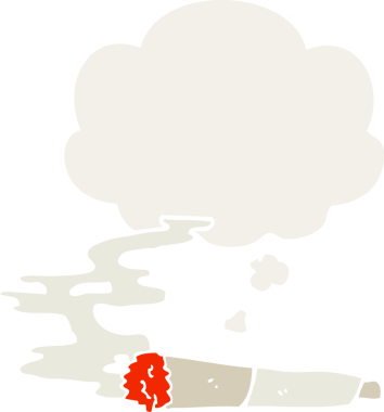 Düşünce baloncuklu çizgi film sigarası insan tarafından çizilmiş.