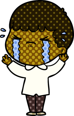 Bir insan tarafından çizilmiş ağlayan çizgi film adamı.