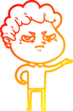 Bir insan tarafından çizilmiş kızgın bir adamın sıcak çizgi çizimi.