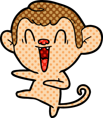 Bir insan tarafından çizilmiş gülen maymun çizgi filmi