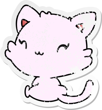 Bir insan tarafından çizilmiş sevimli bir kawaii kedisinin sıkıntılı çizgi film çizimi